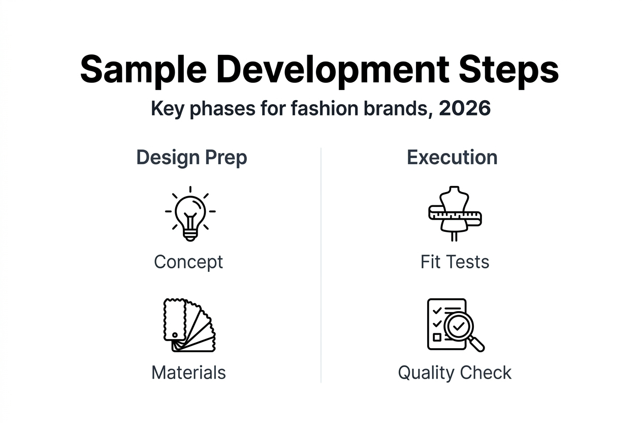 Infographic outlining main clothing sample process steps