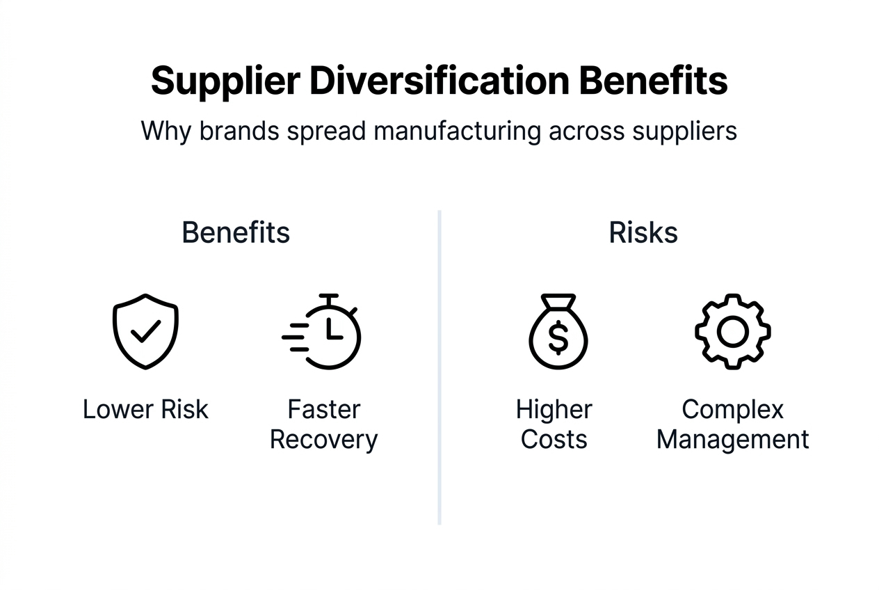 Supplier diversification pros and cons infographic