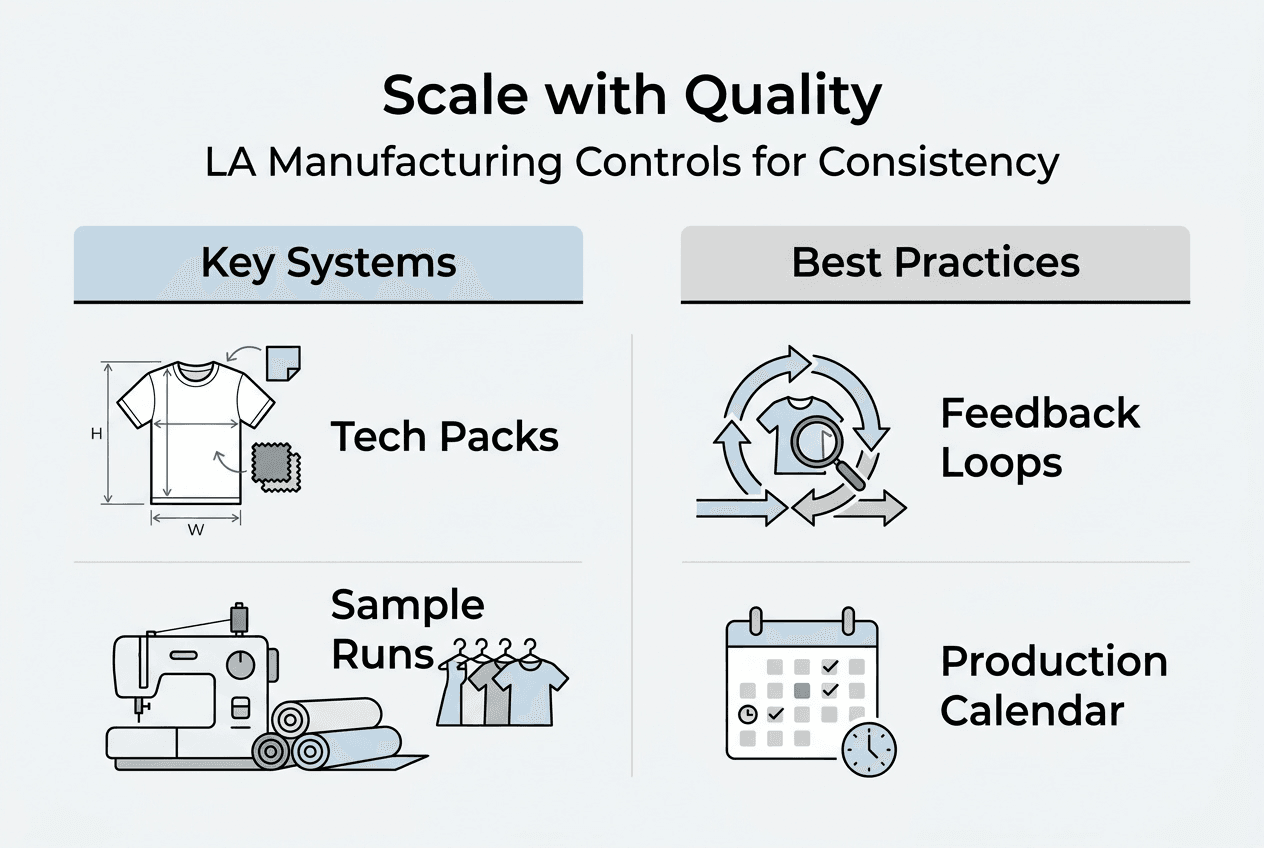 Infographic on scaling quality control in LA manufacturing