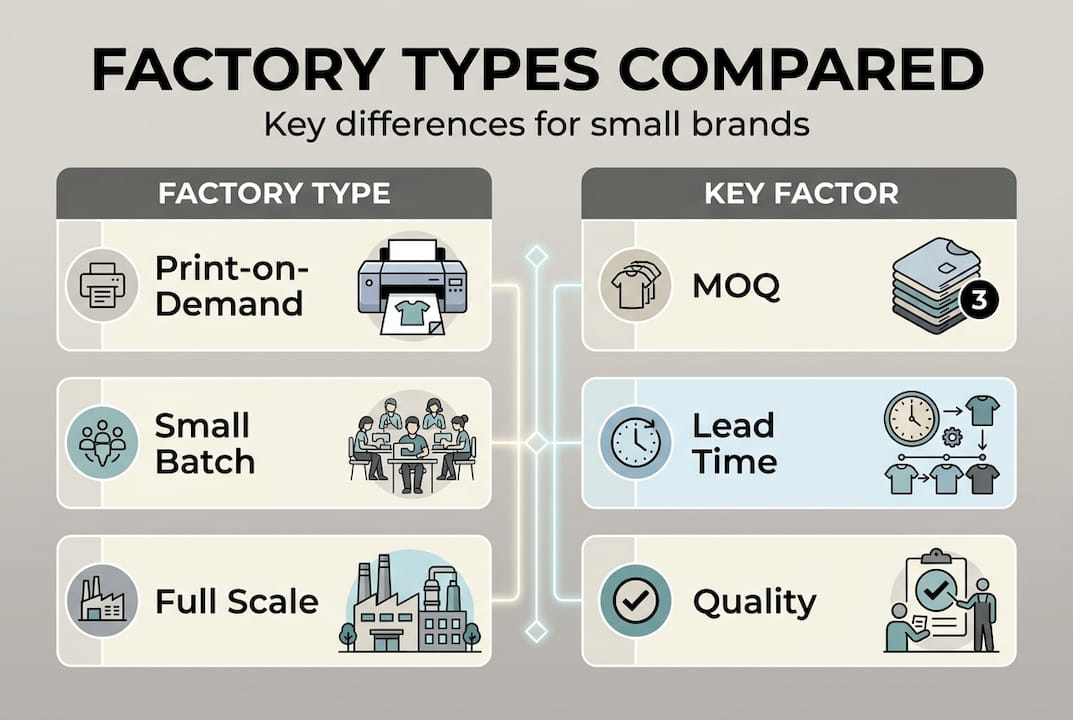 Infographic comparing factory types and factors