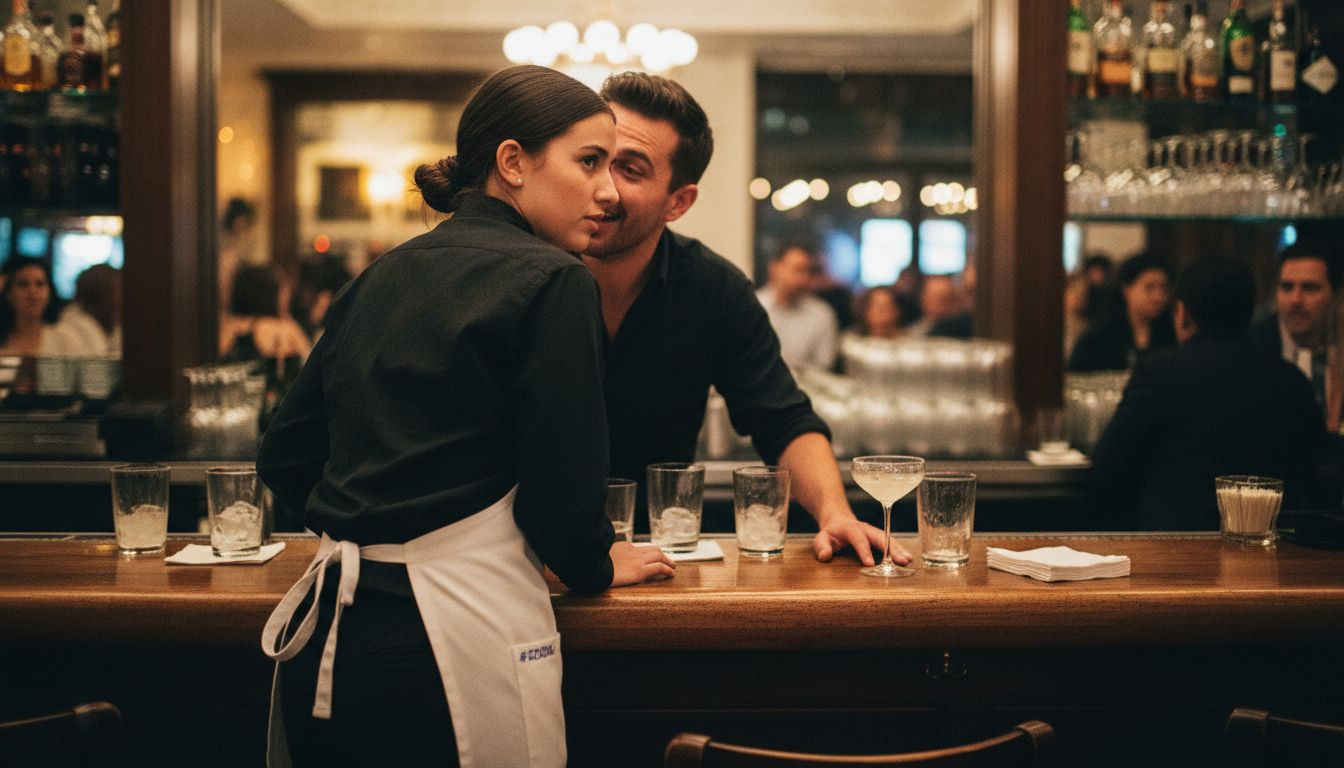 Hospitality worker reacts to unwelcome coworker