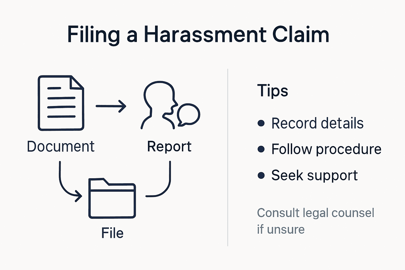 Infographic overview steps for harassment claim