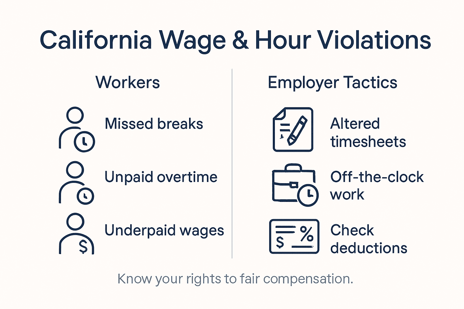 Infographic of California wage violations types