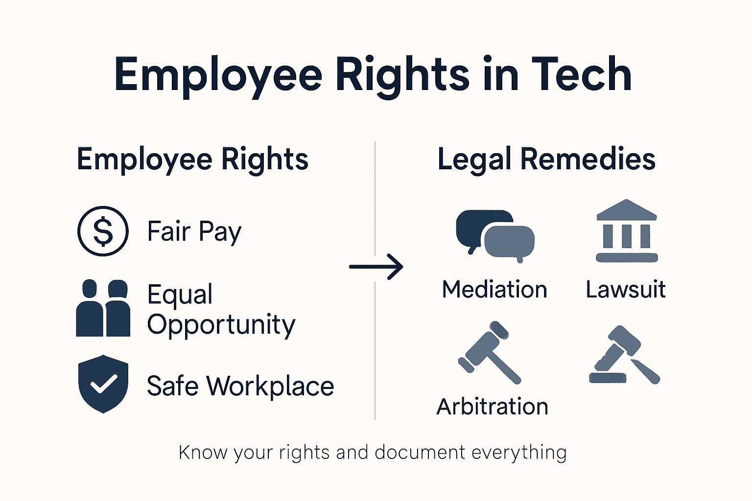 Infographic showing employee rights and remedies overview