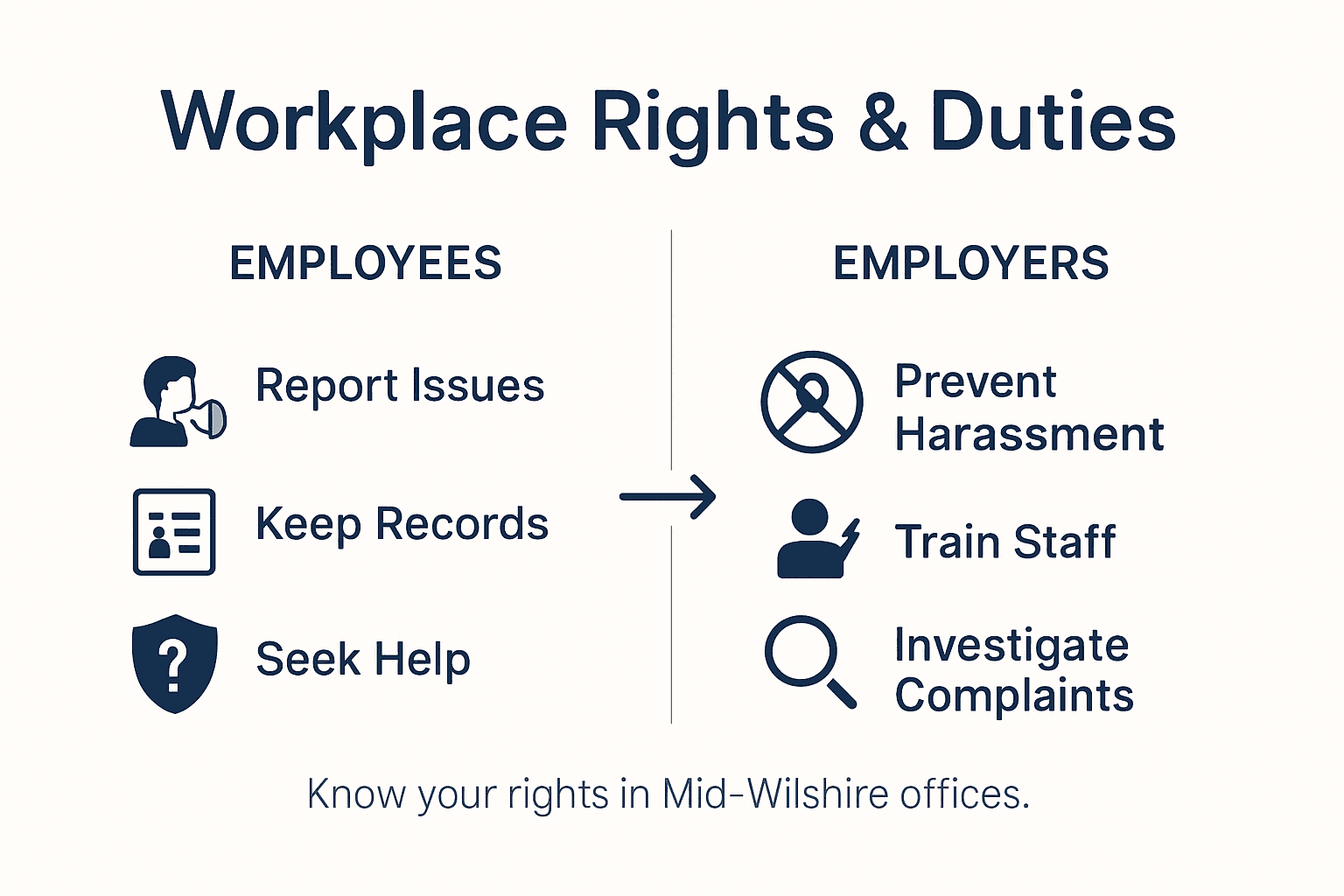 Infographic showing employee and employer responsibilities