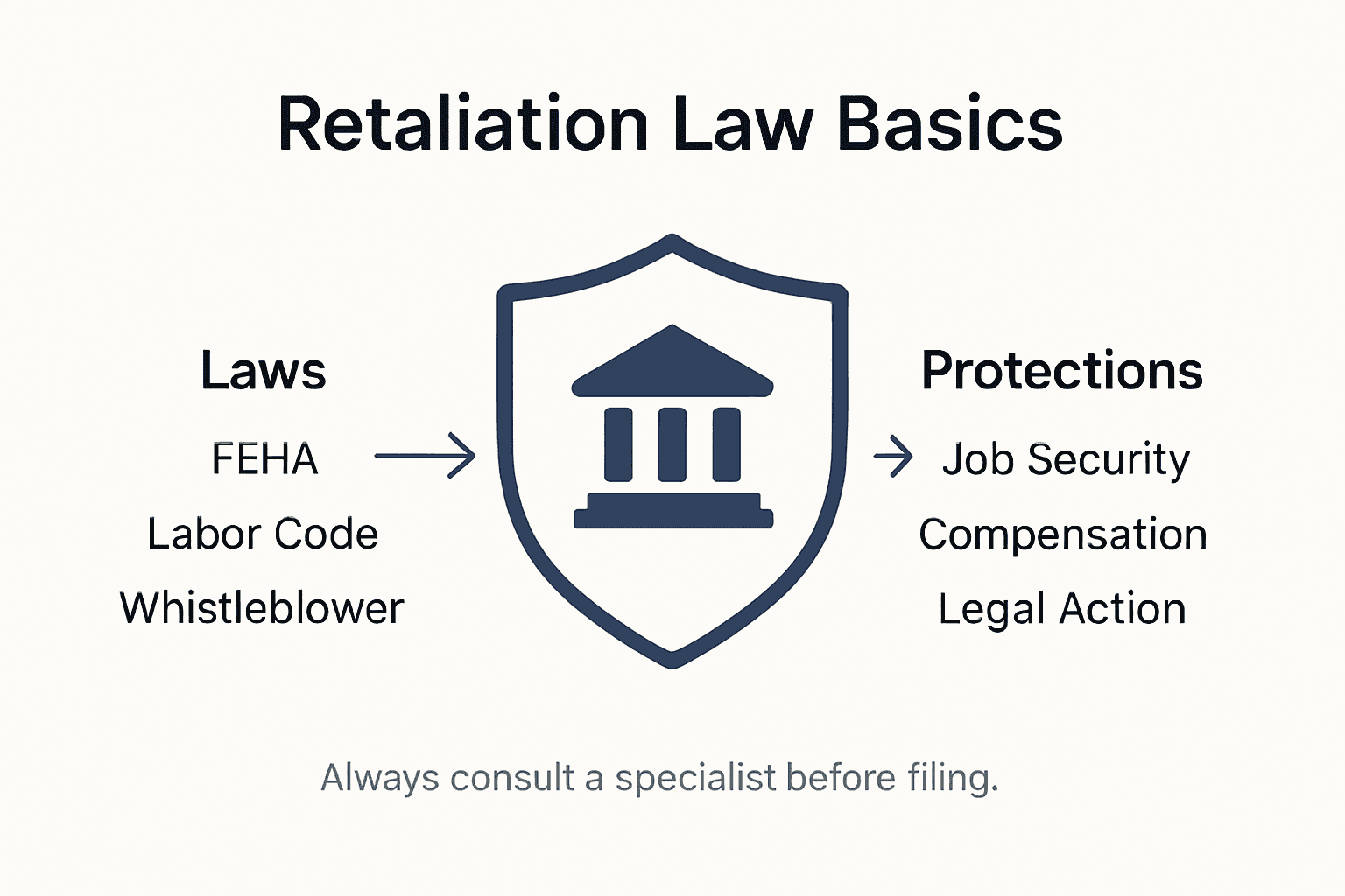 Infographic showing retaliation law basics and protections