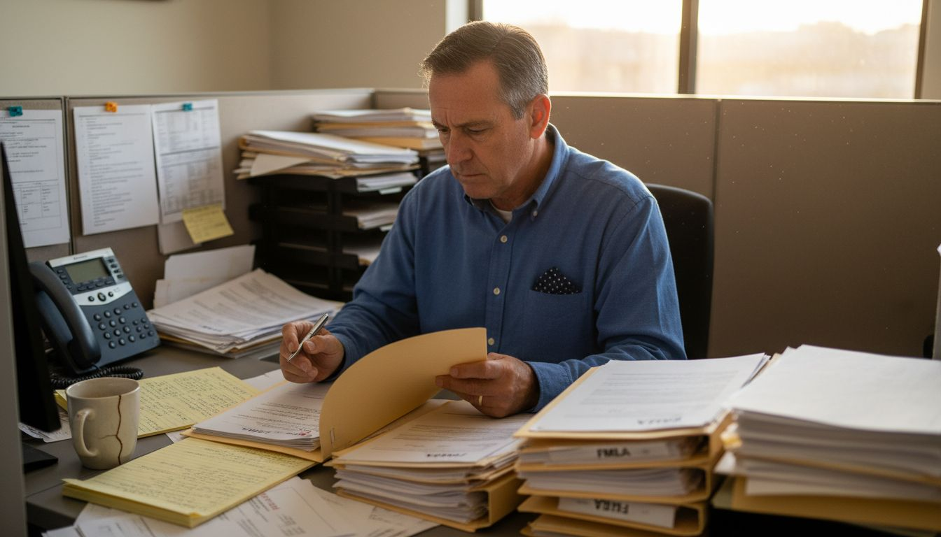 HR manager handling leave paperwork