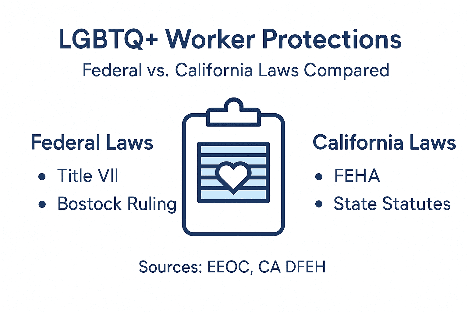 Infographic comparing federal and California LGBTQ protections