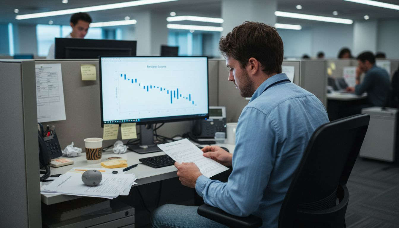 Tech employee seeing negative performance review