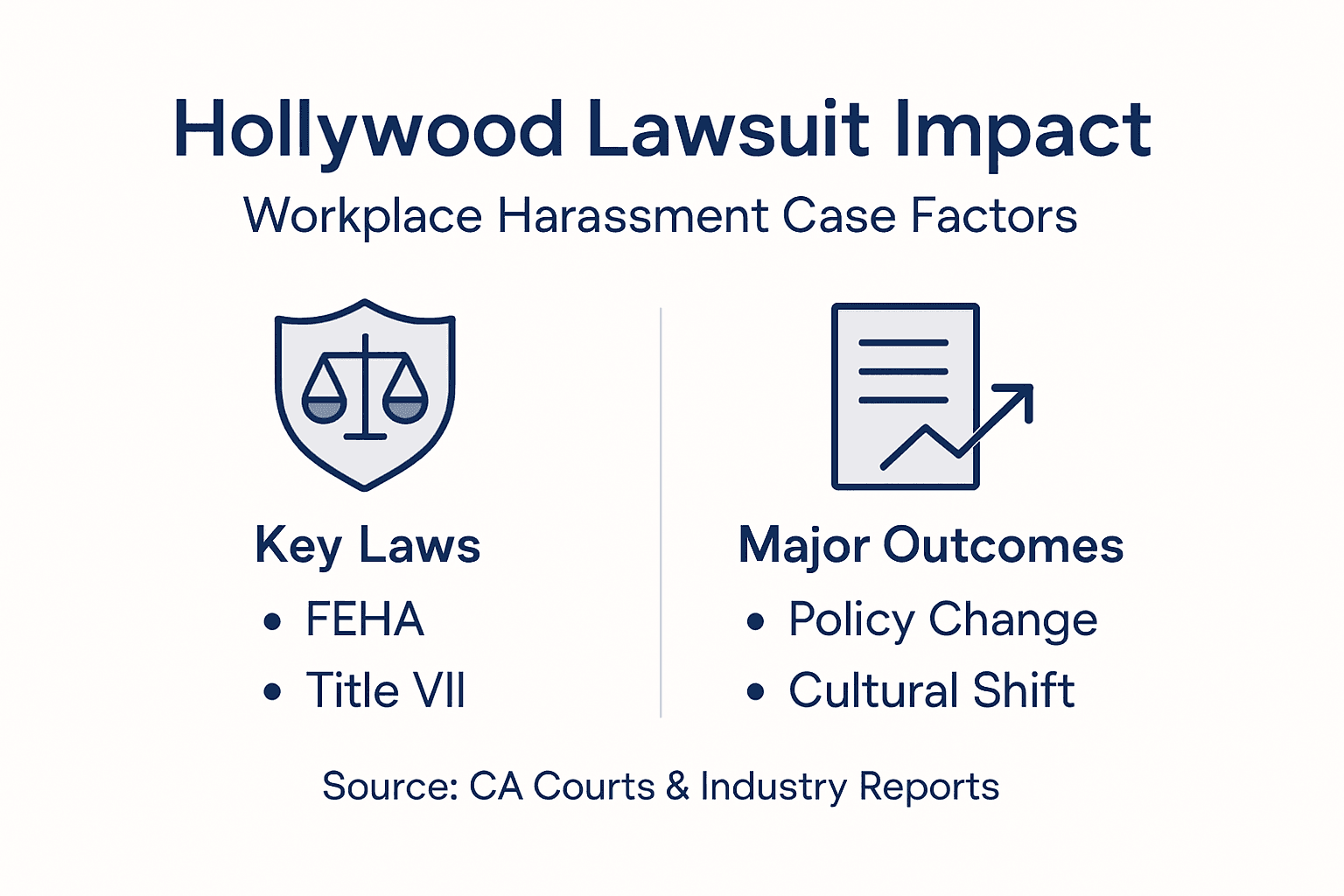 Infographic on lawsuit factors and outcomes in Hollywood