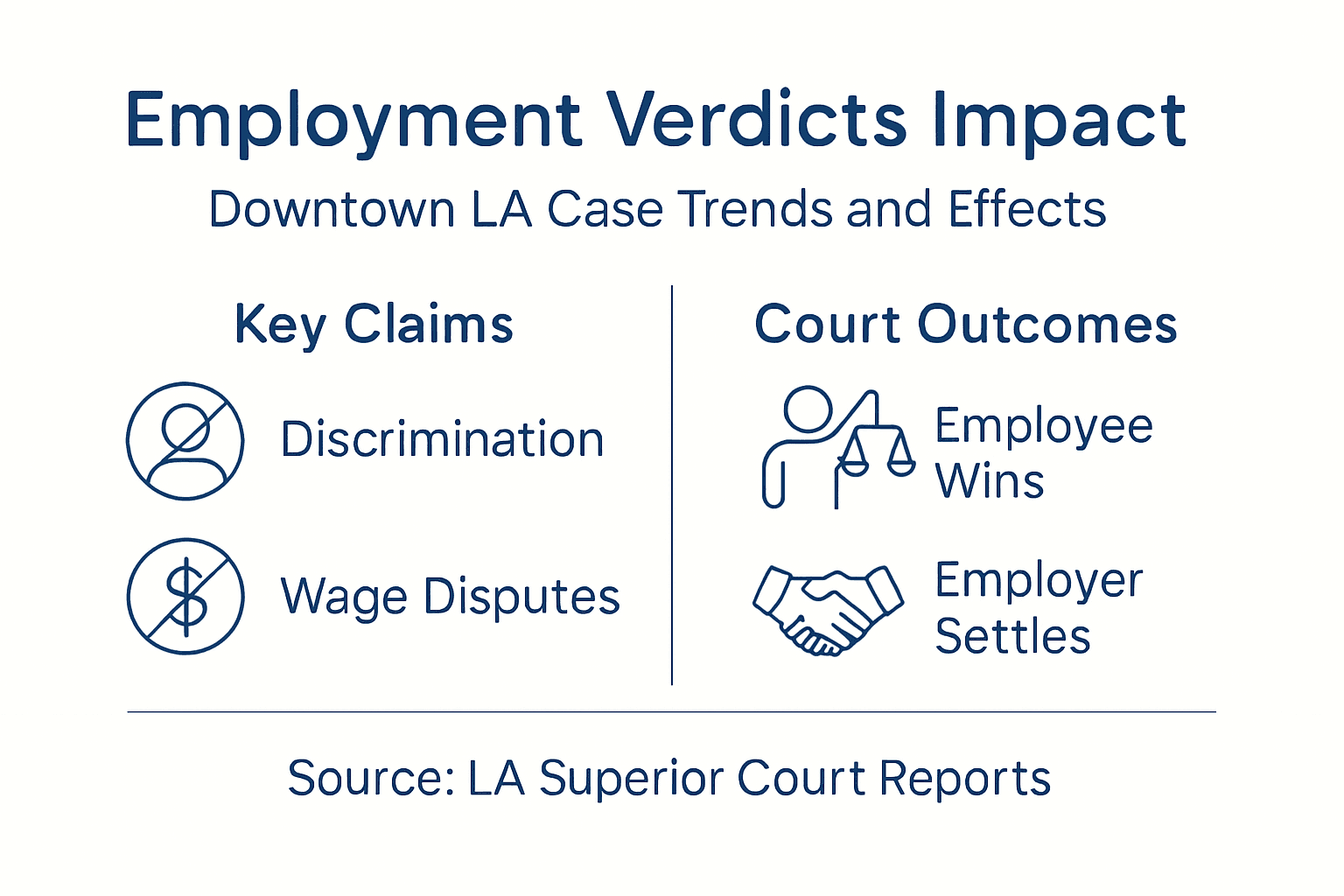 Infographic showing employment verdicts trends and outcomes