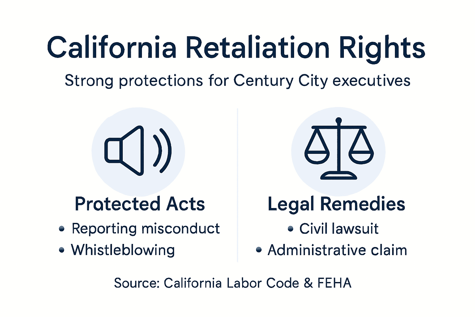 Infographic showing executive retaliation rights in California