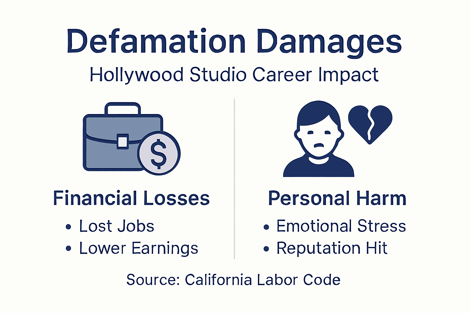 Infographic outlining studio defamation damages
