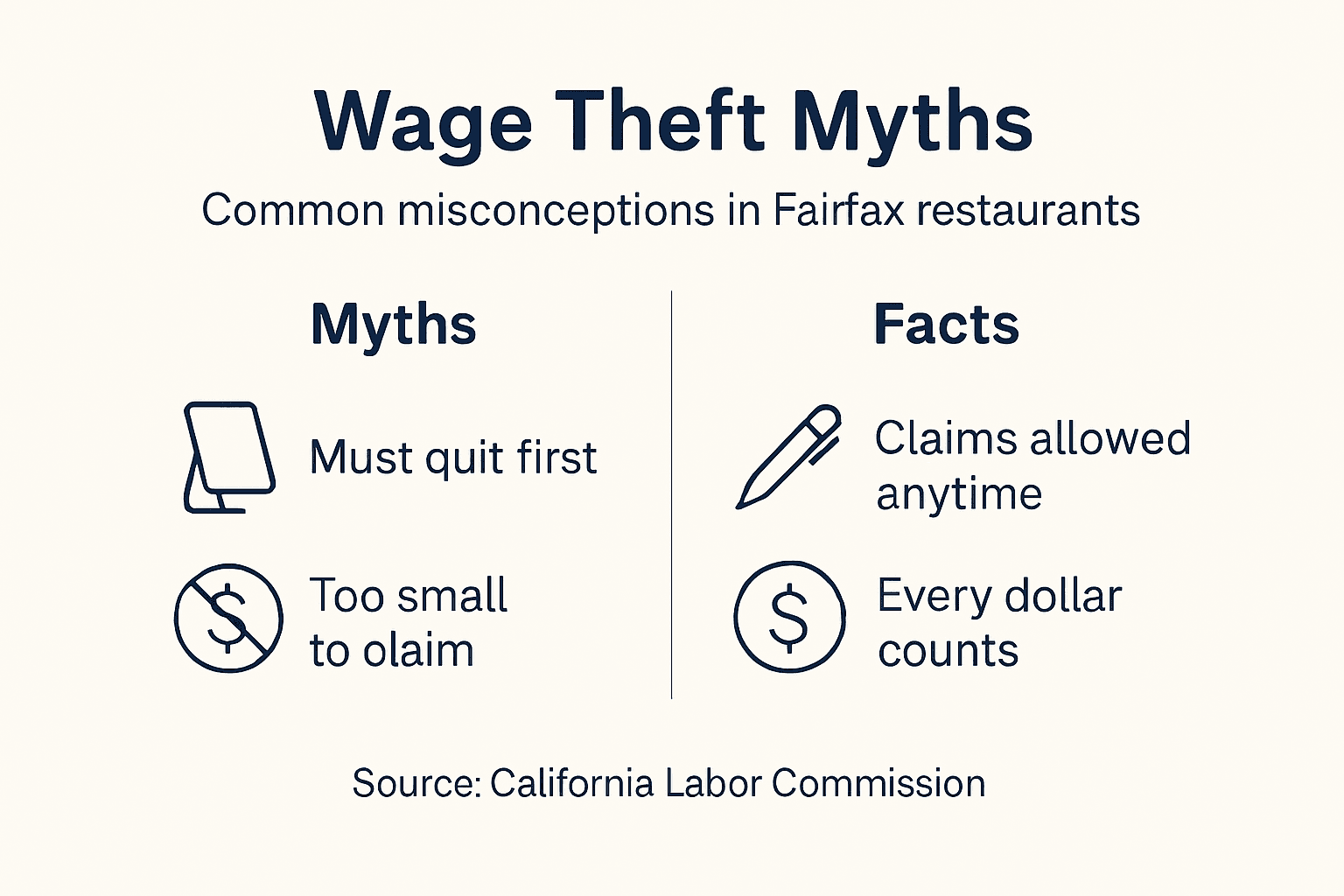 Infographic about wage theft myths and facts