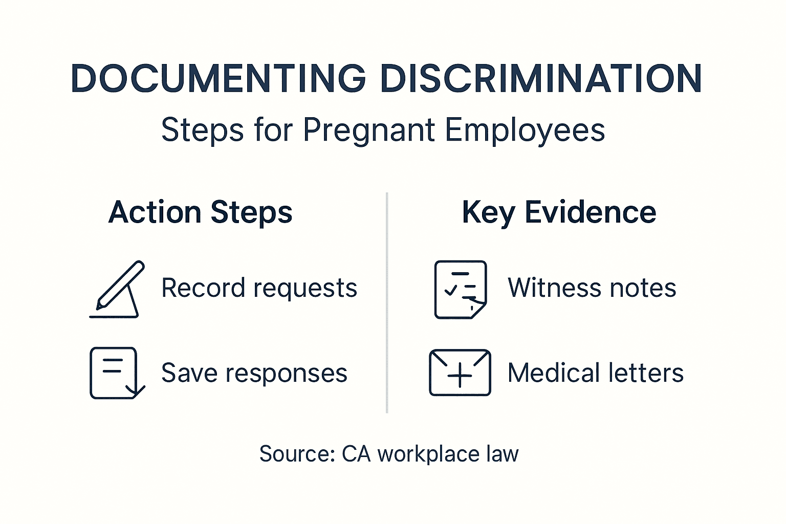 Infographic on documenting pregnancy discrimination steps