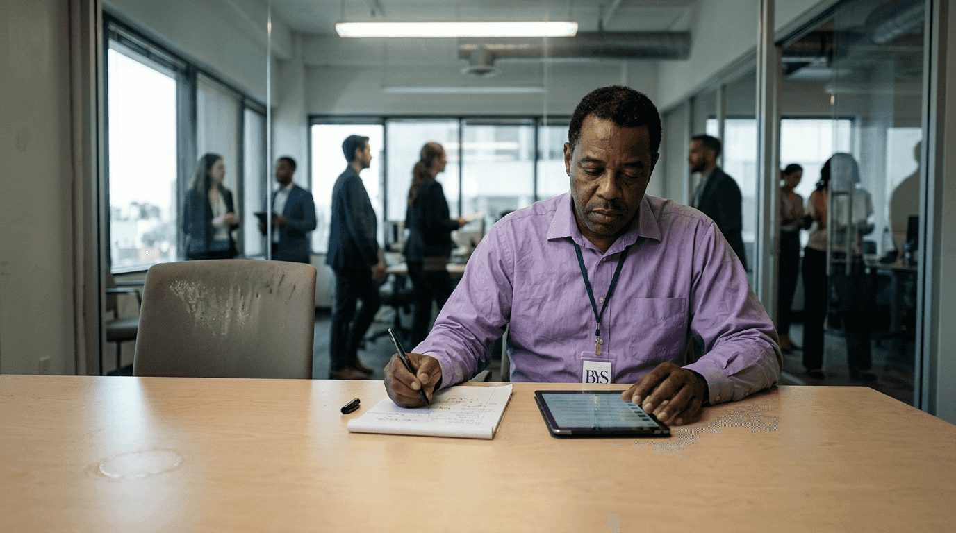 Employee reviewing workplace defamation evidence