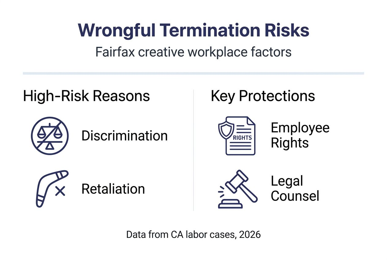 Infographic showing wrongful termination risks for creatives
