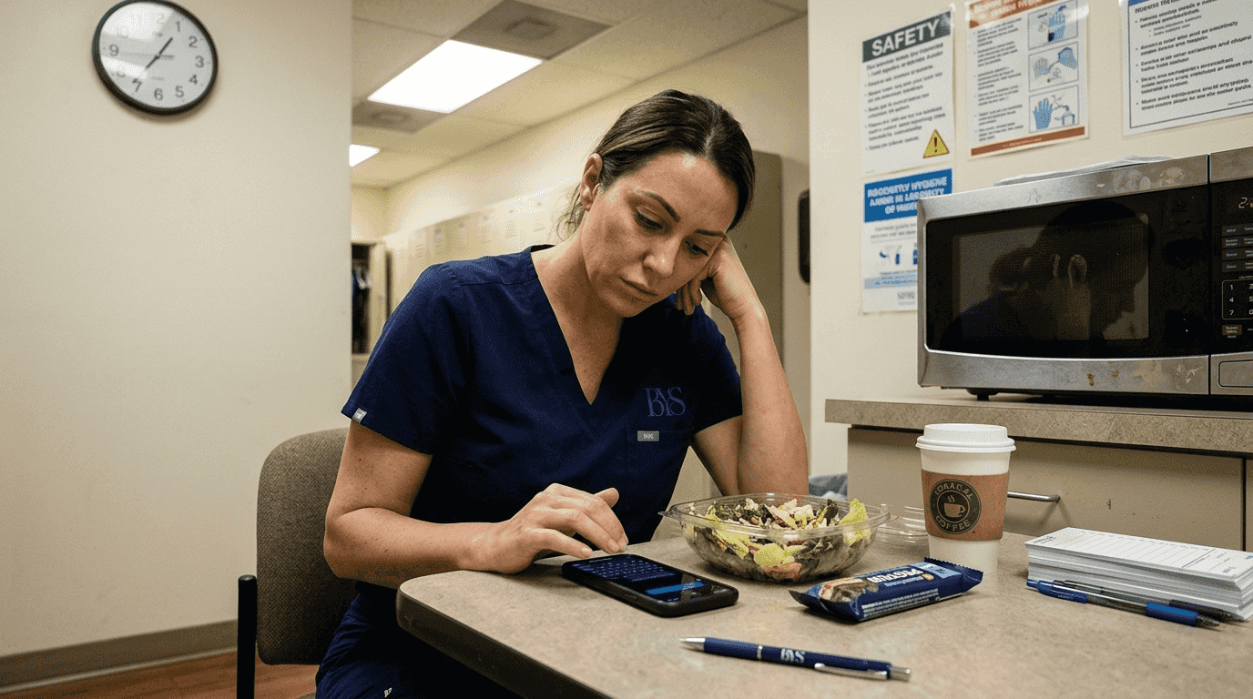 Esthetician missing meal break in clinic