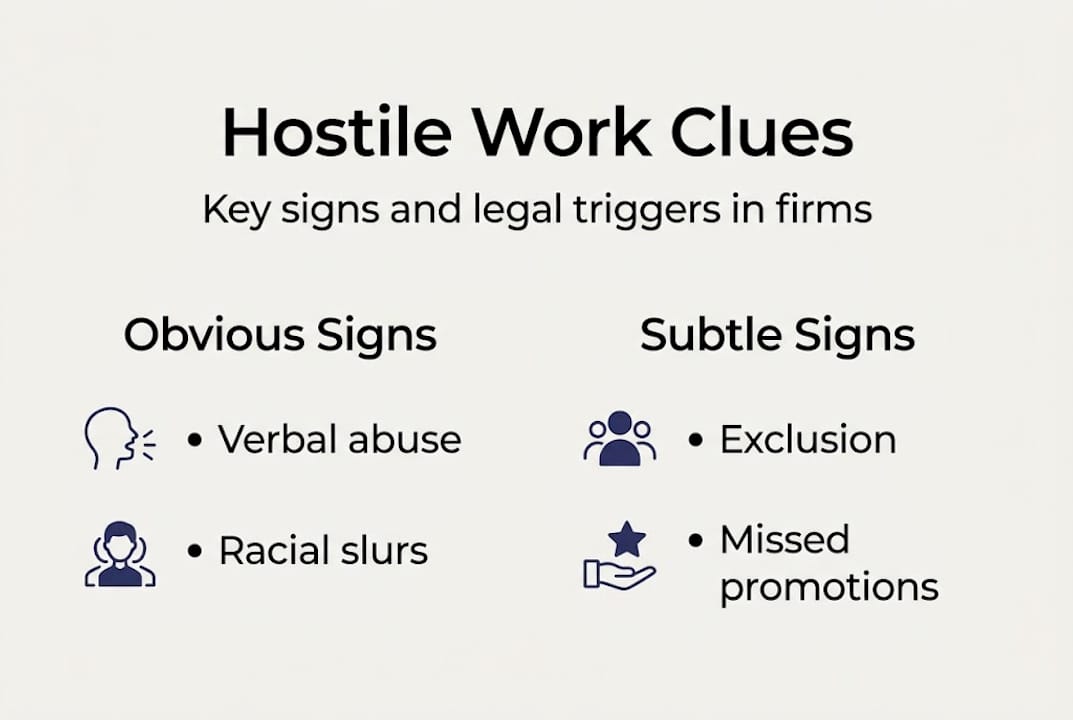 Infographic on hostile work environment key signs