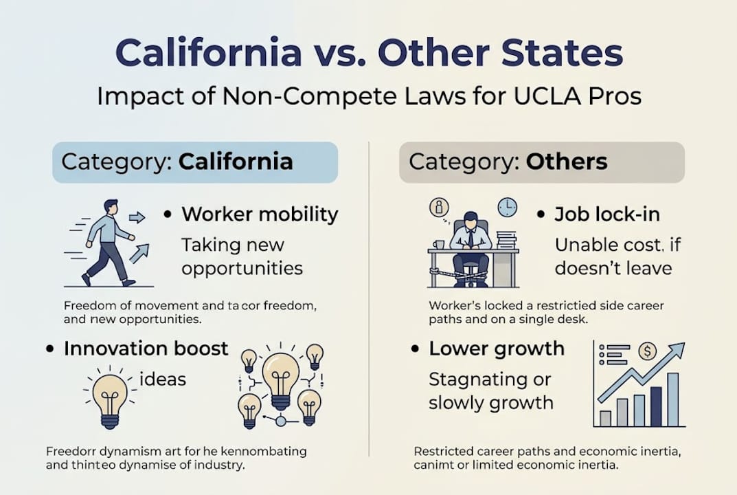 Infographic comparing California non-compete impact