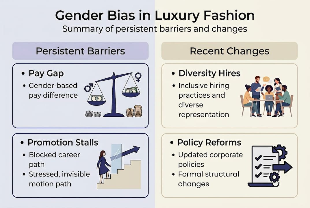 Infographic about gender bias and changes in luxury fashion