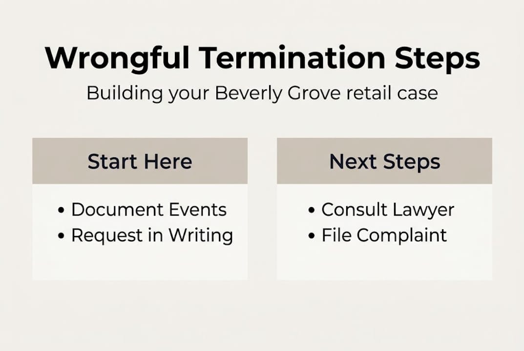 Infographic outlining wrongful termination case steps