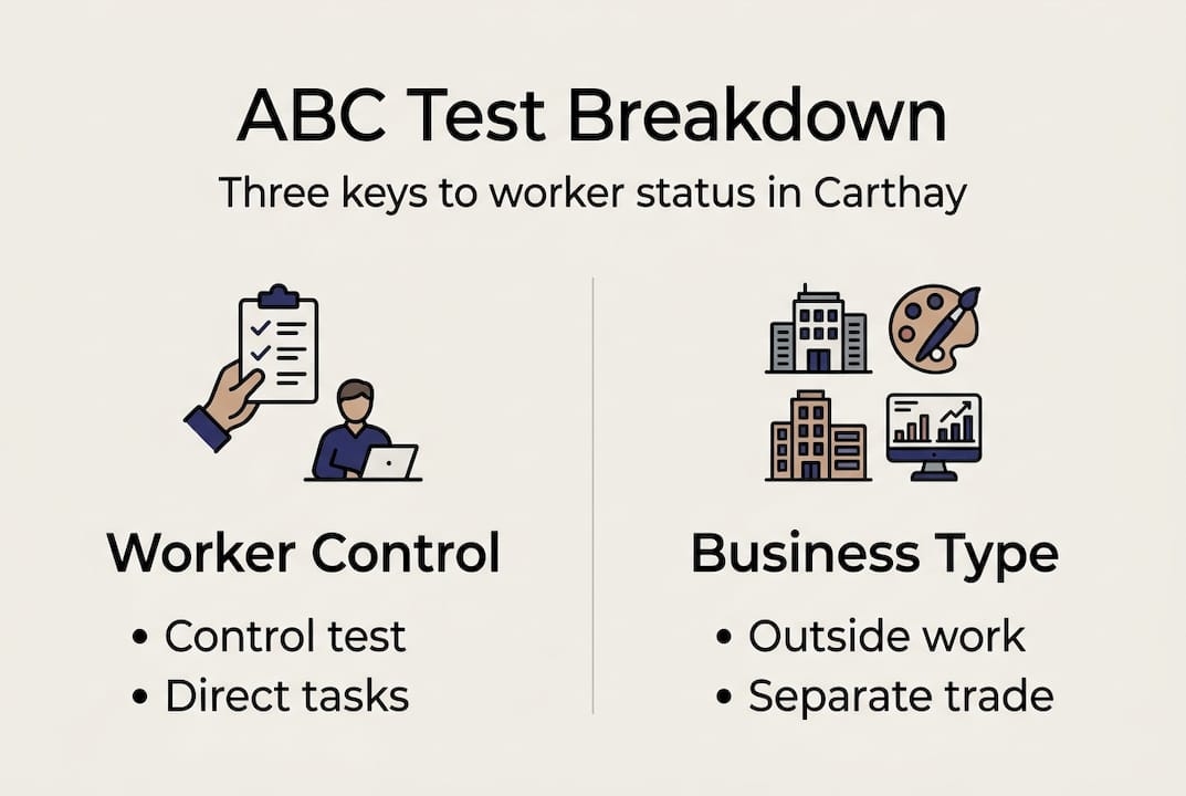 Infographic summarizing California ABC Test criteria