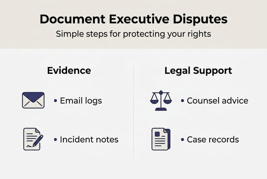 Infographic with executive dispute documentation tips