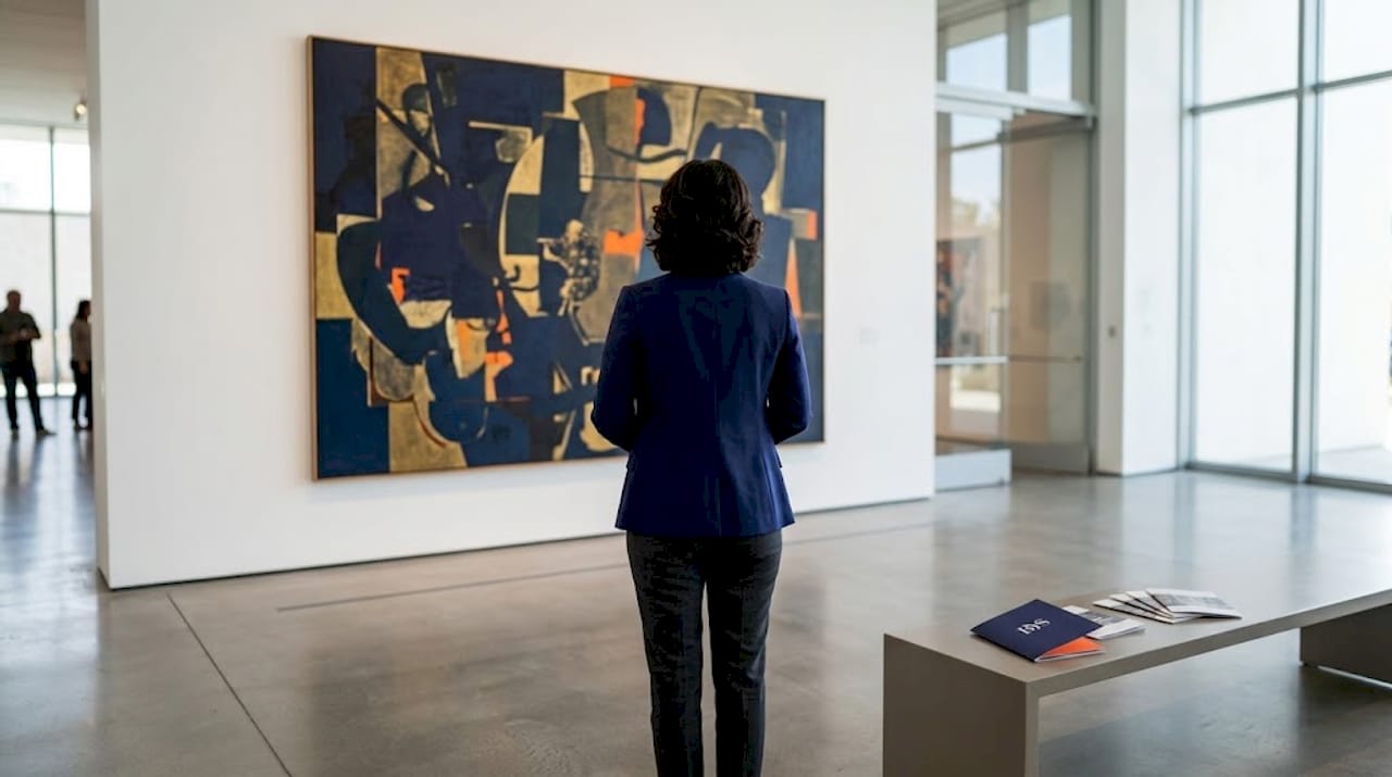 Woman viewing female artist work at LACMA