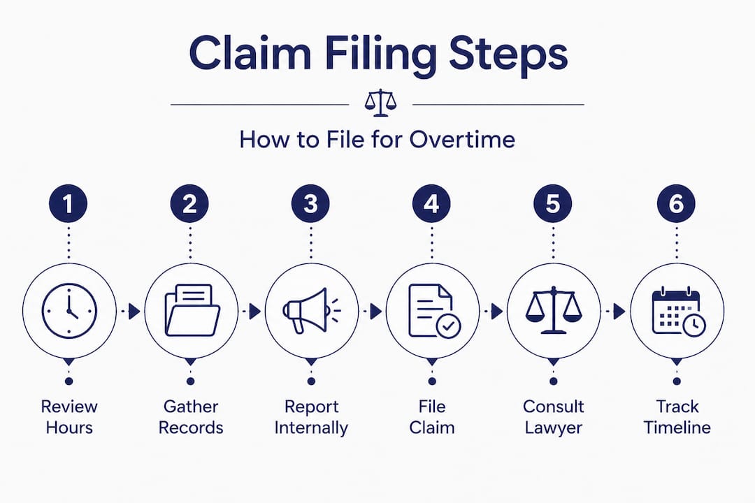 Infographic showing overtime claim steps