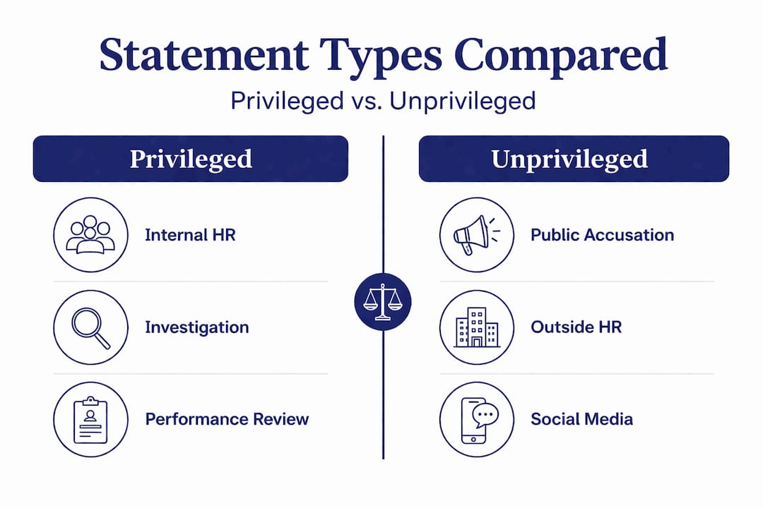 Infographic comparing privileged and unprivileged statements