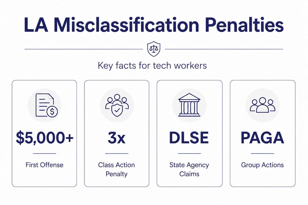 Infographic with LA tech misclassification penalty stats