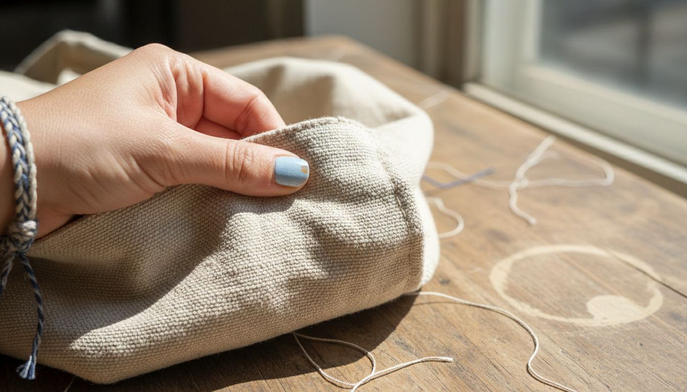 Close-up of canvas bag fabric texture