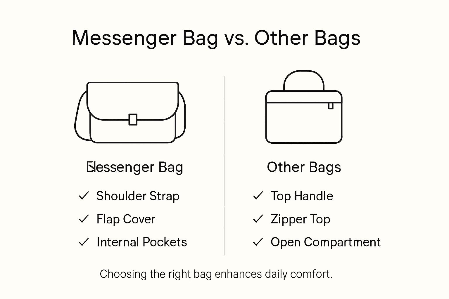 Infographic comparing messenger bag features