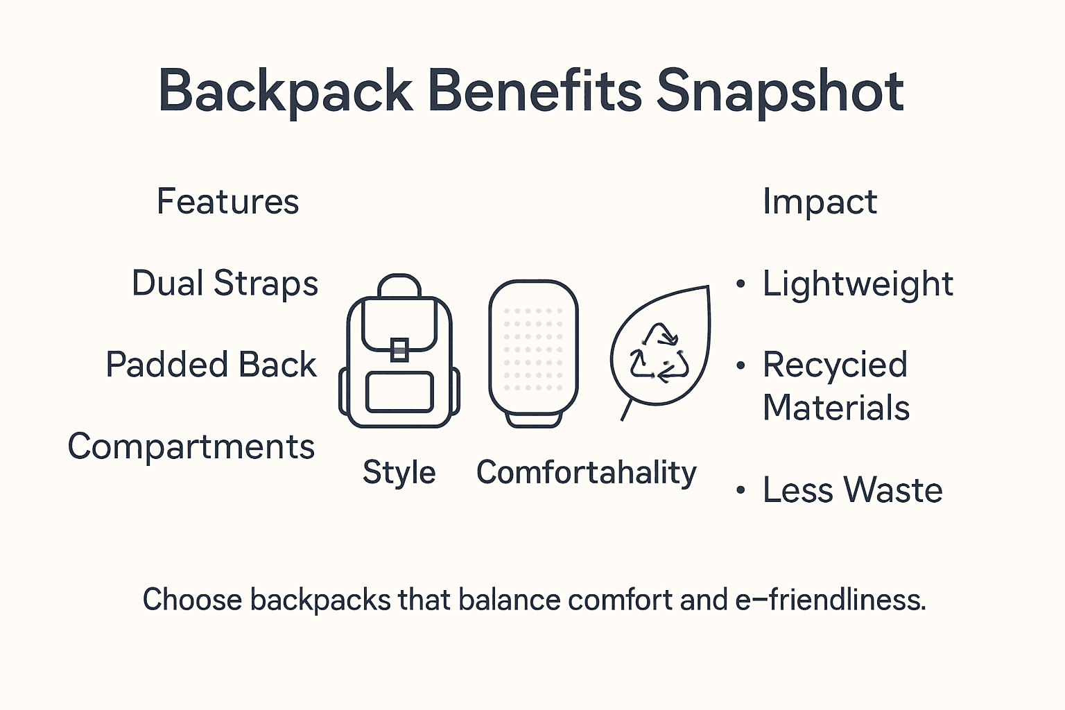Infographic showing key backpack design benefits
