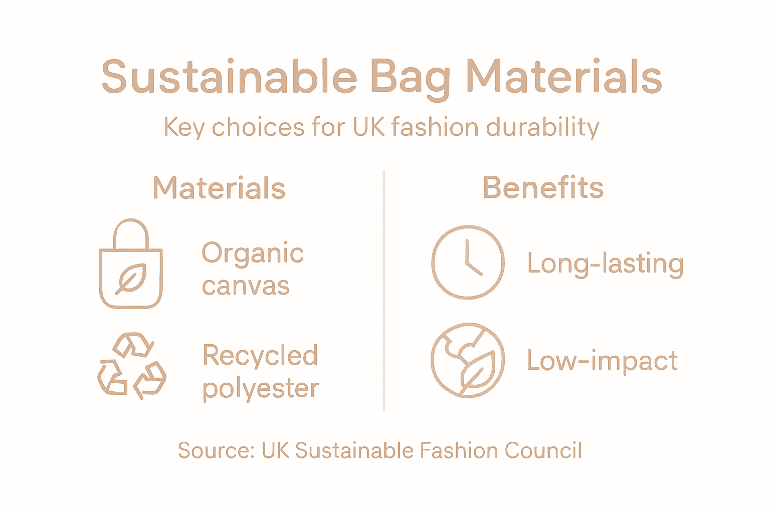 Infographic on sustainable bag materials and benefits
