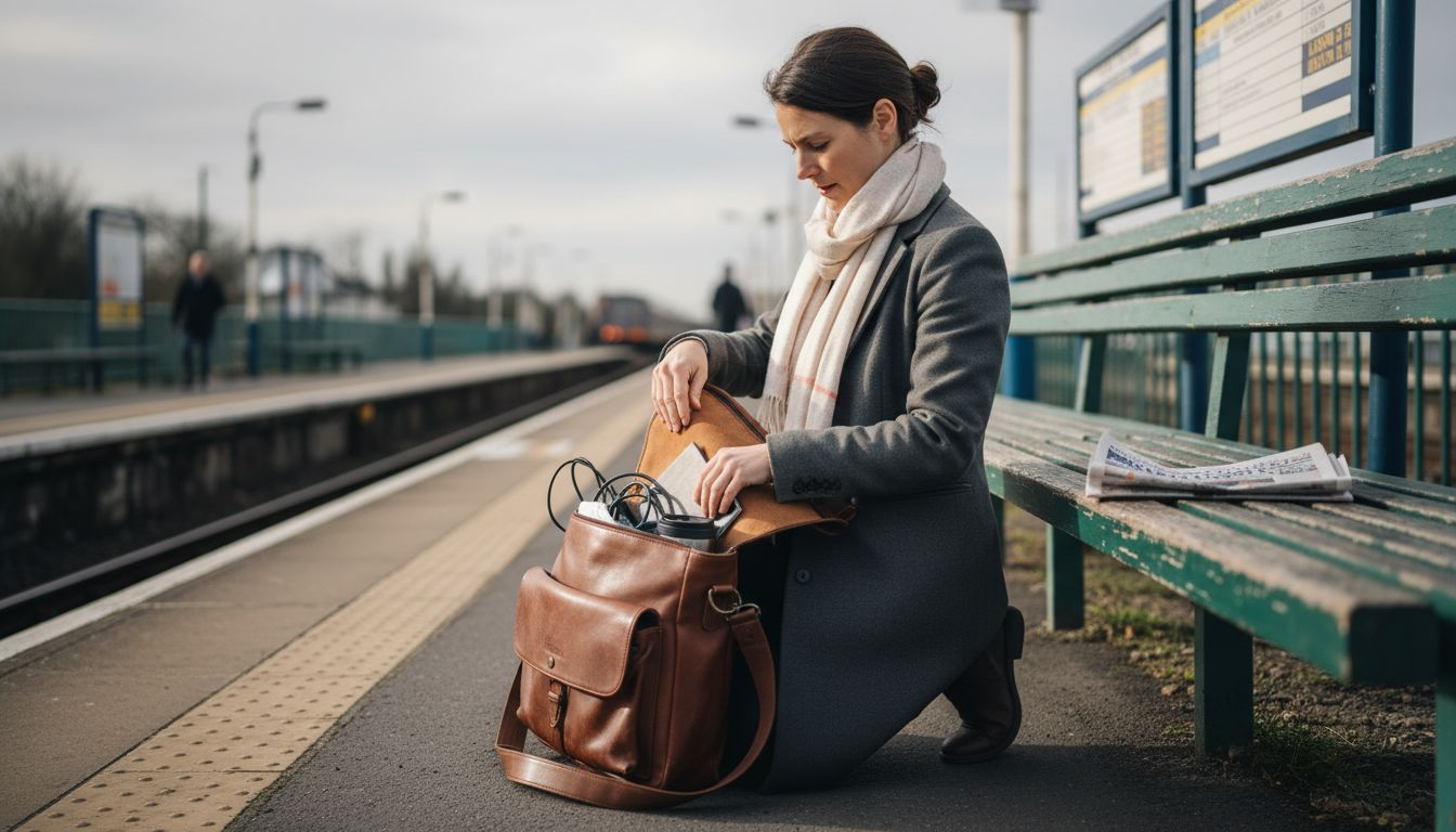 Messenger bag styles at train platform