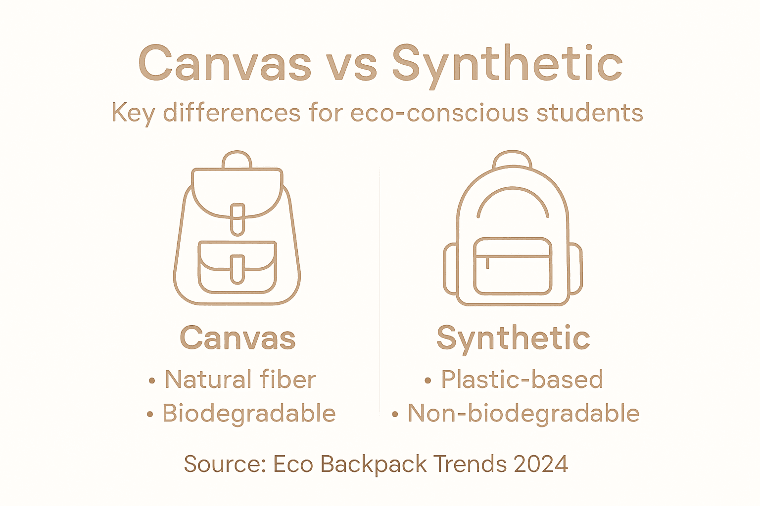 Infographic comparing canvas and synthetic backpacks