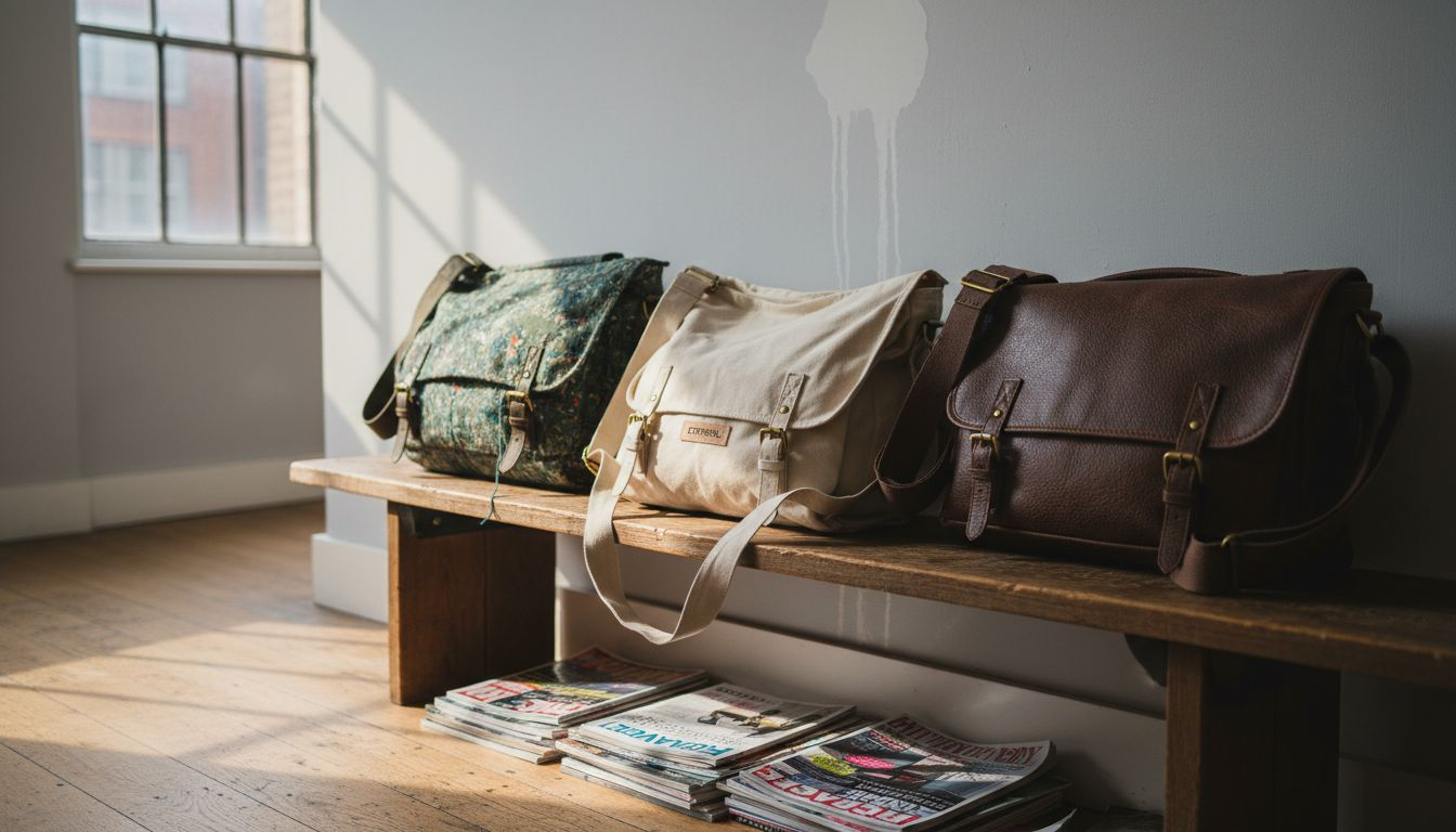 Messenger bags with sustainable material options