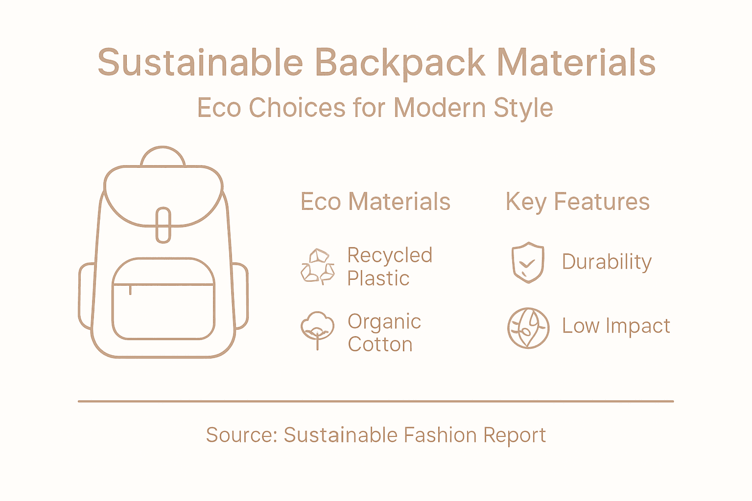 Infographic of sustainable backpack materials and features