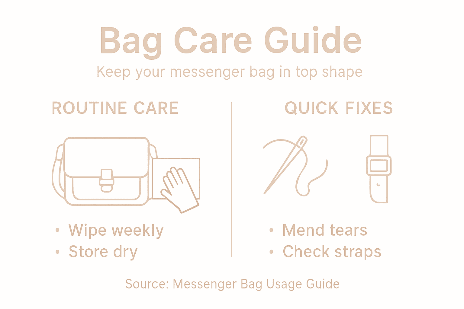 Infographic showing messenger bag care tips
