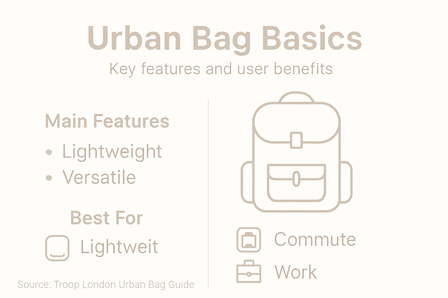 Infographic outlining urban bag features and uses