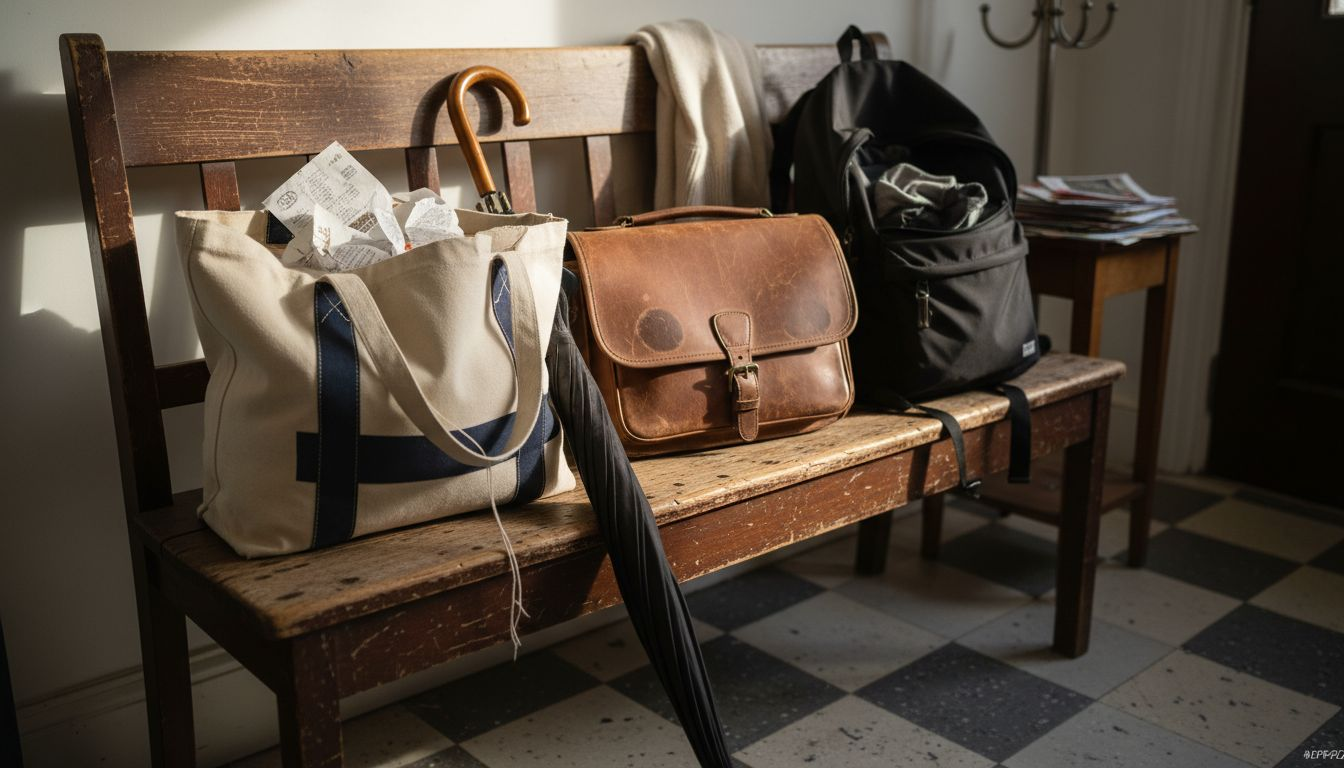 Three different material bags with real wear