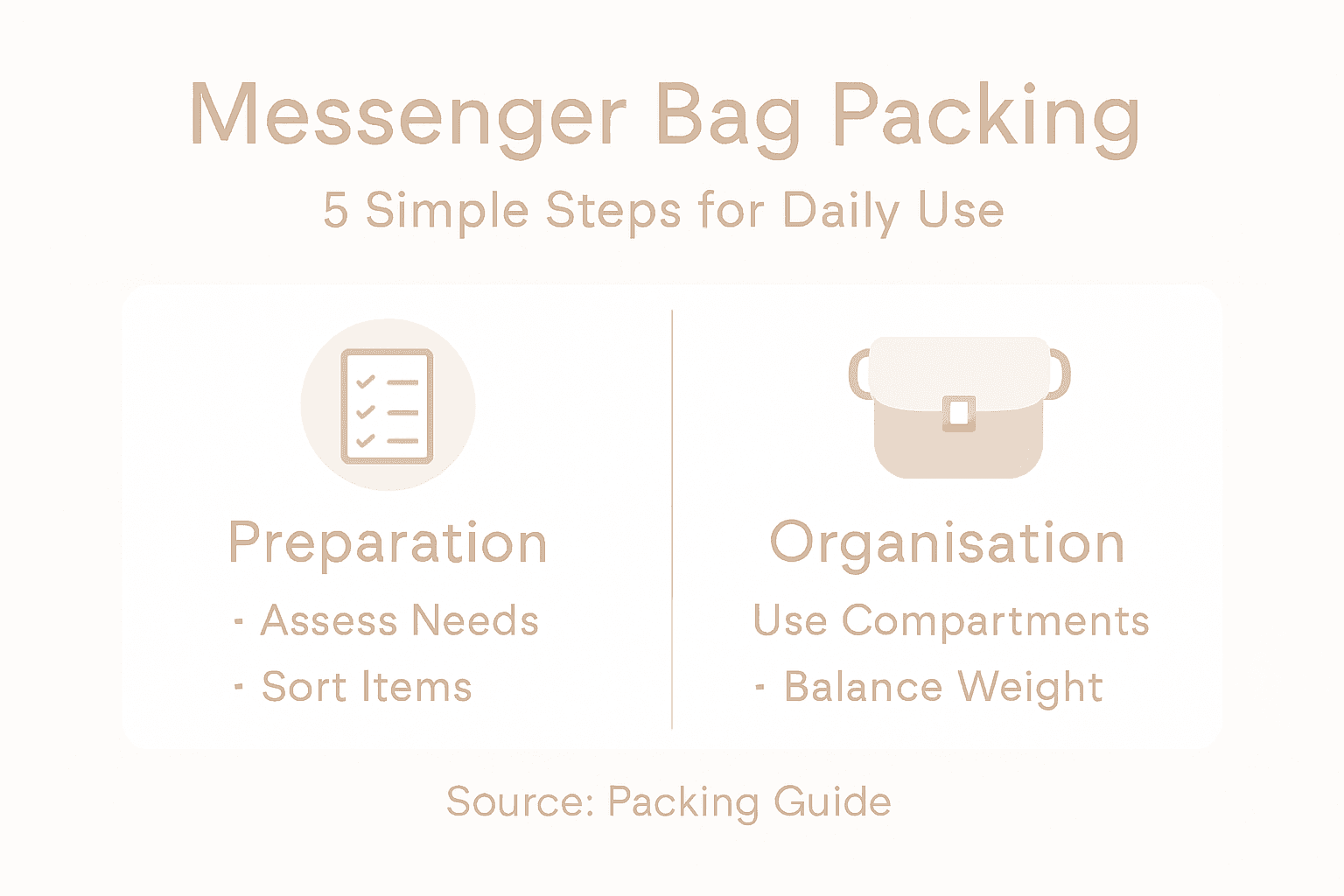 Infographic of messenger bag packing steps