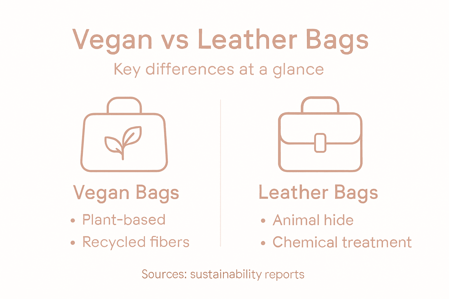 Infographic comparing vegan bags and leather bags