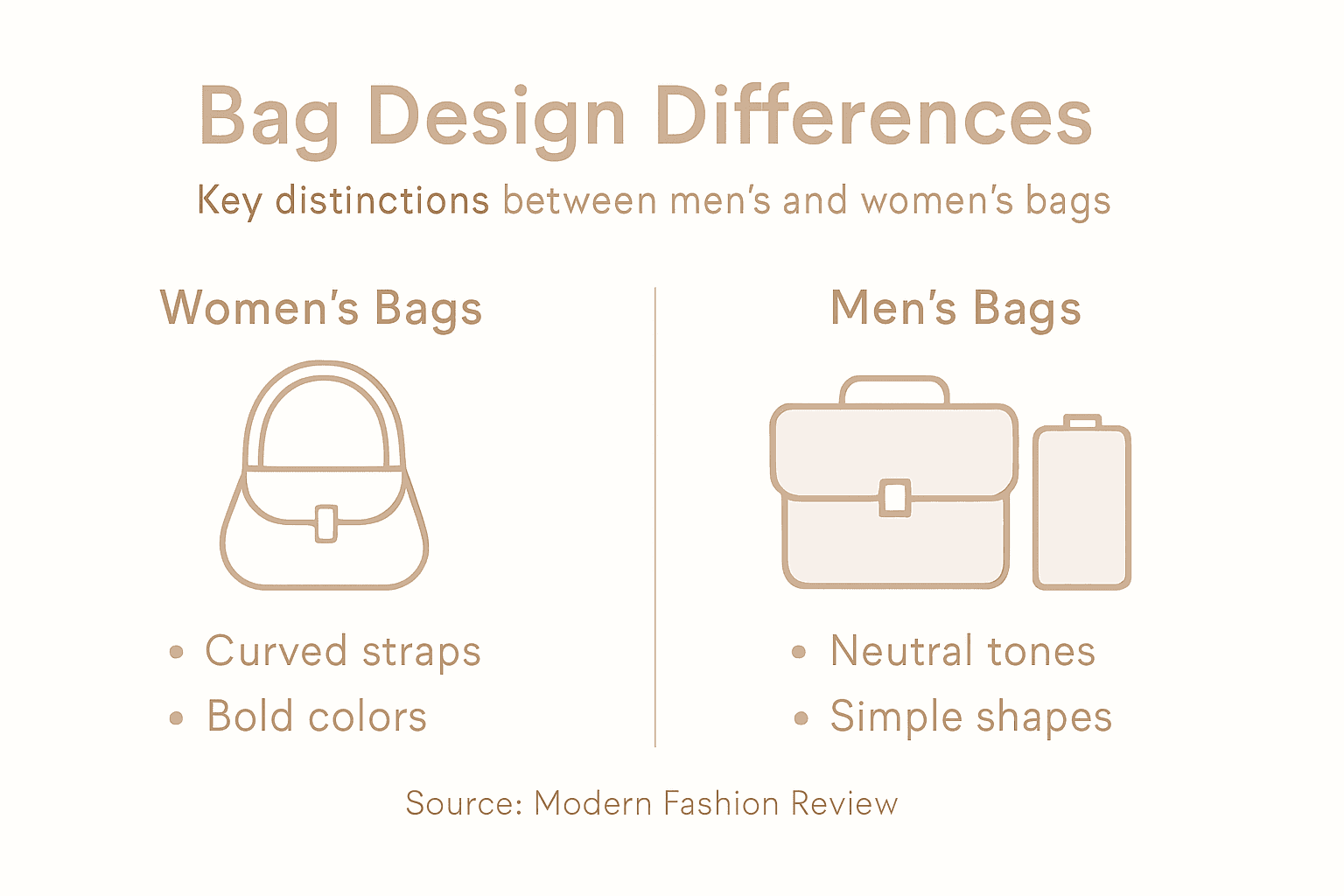 Infographic showing women’s and men’s bag differences