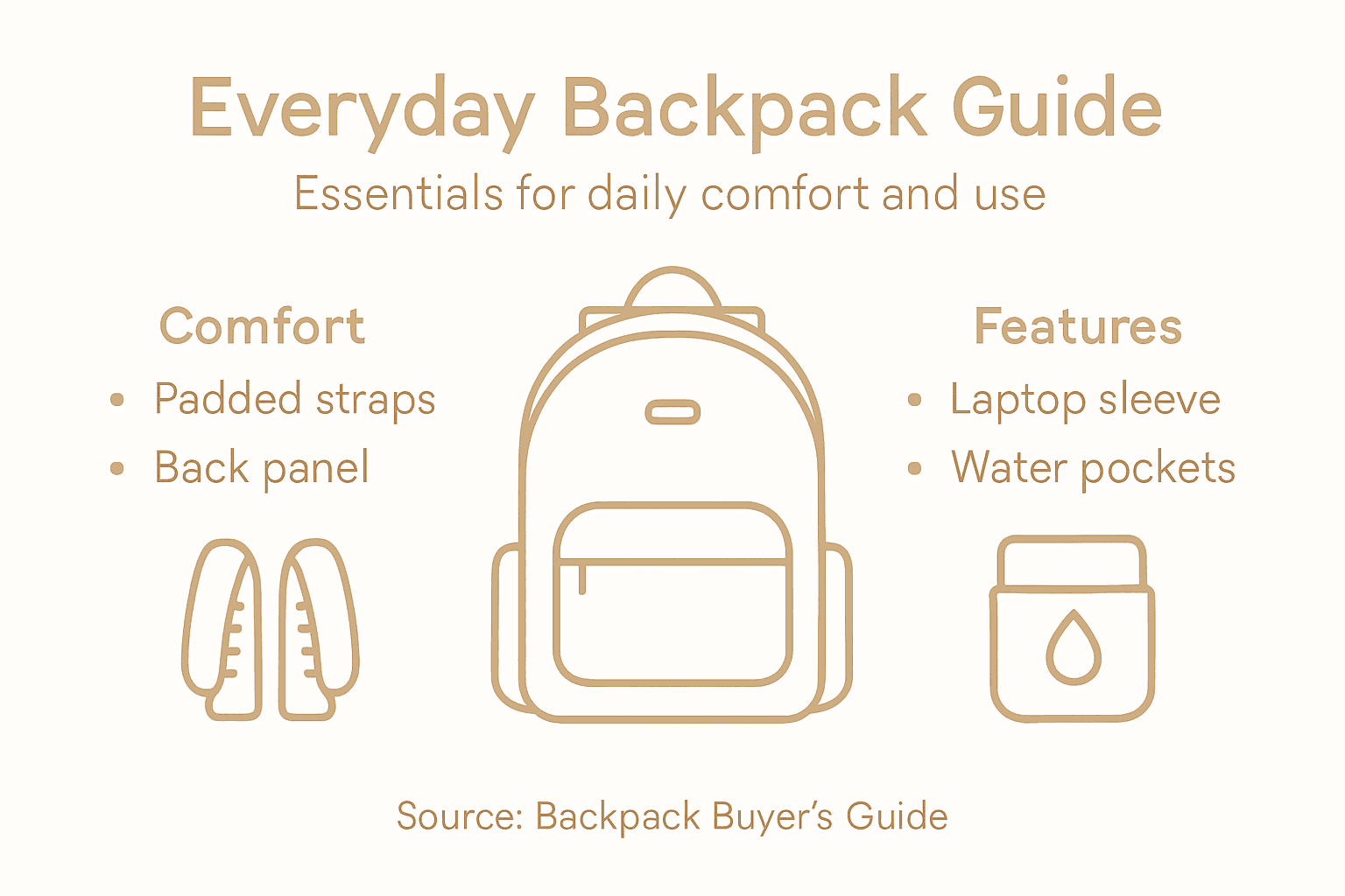 Infographic backpack comfort and features overview