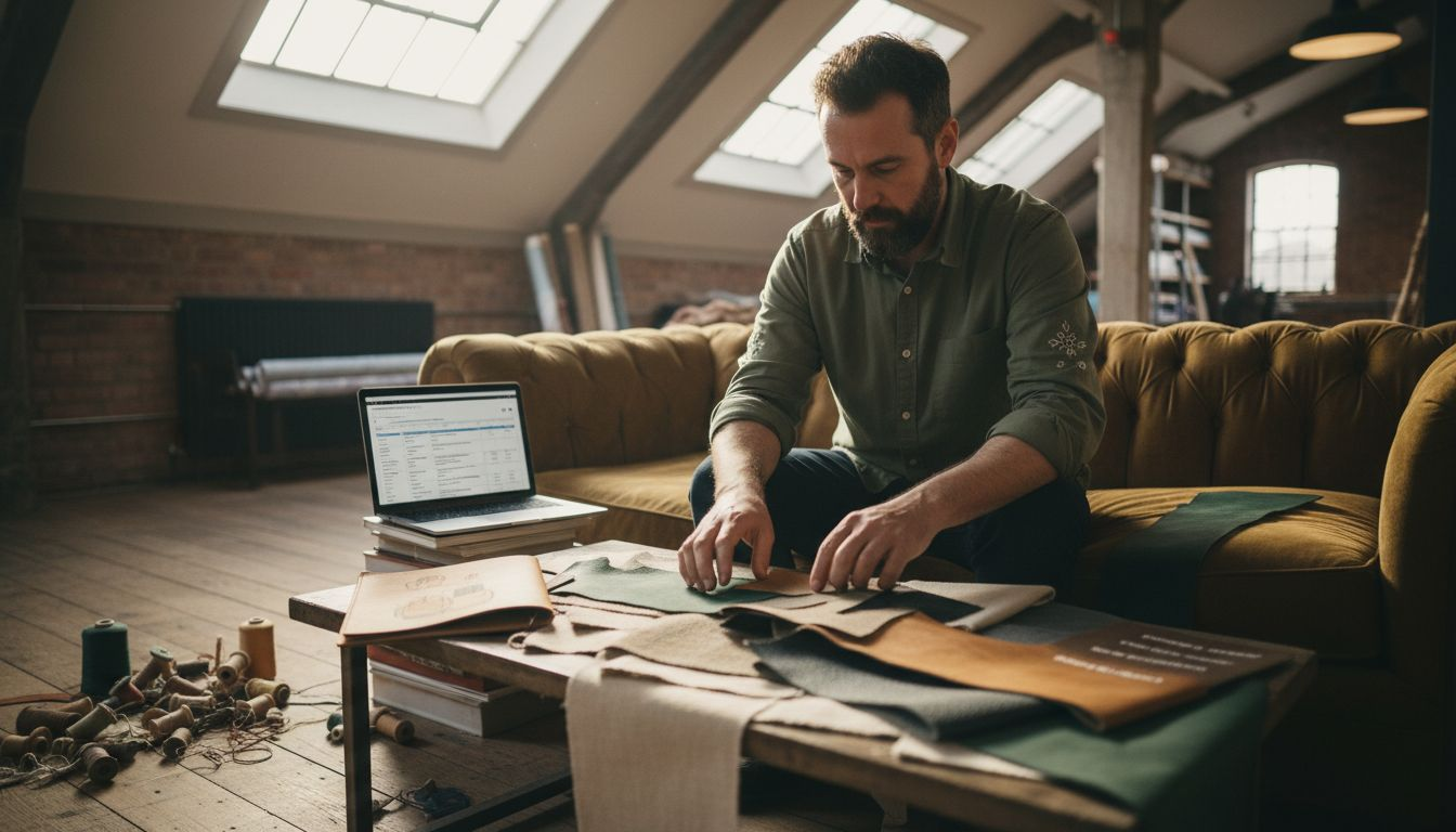 Designer reviews materials for urban bags