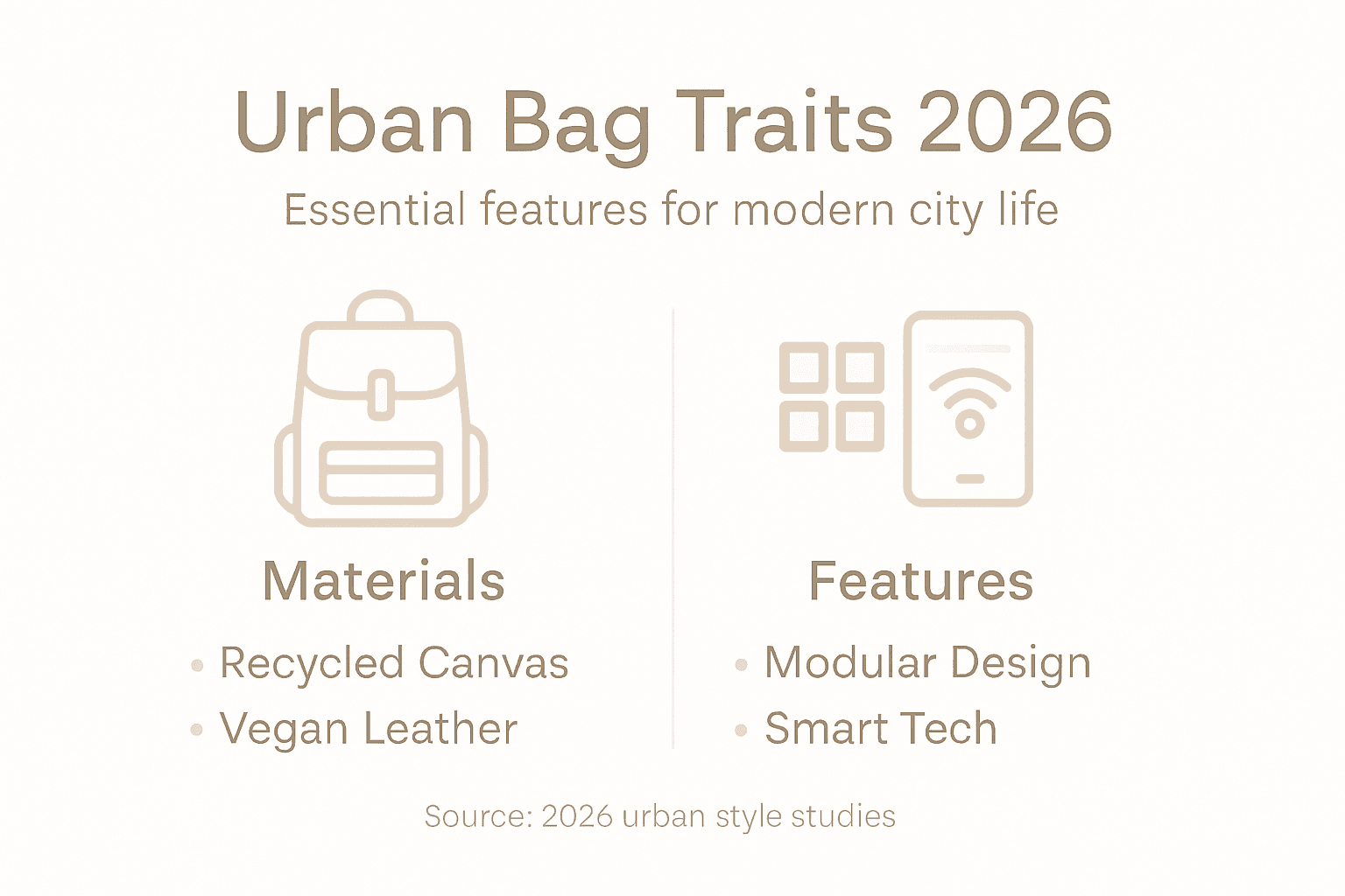 Infographic showing essential urban bag traits