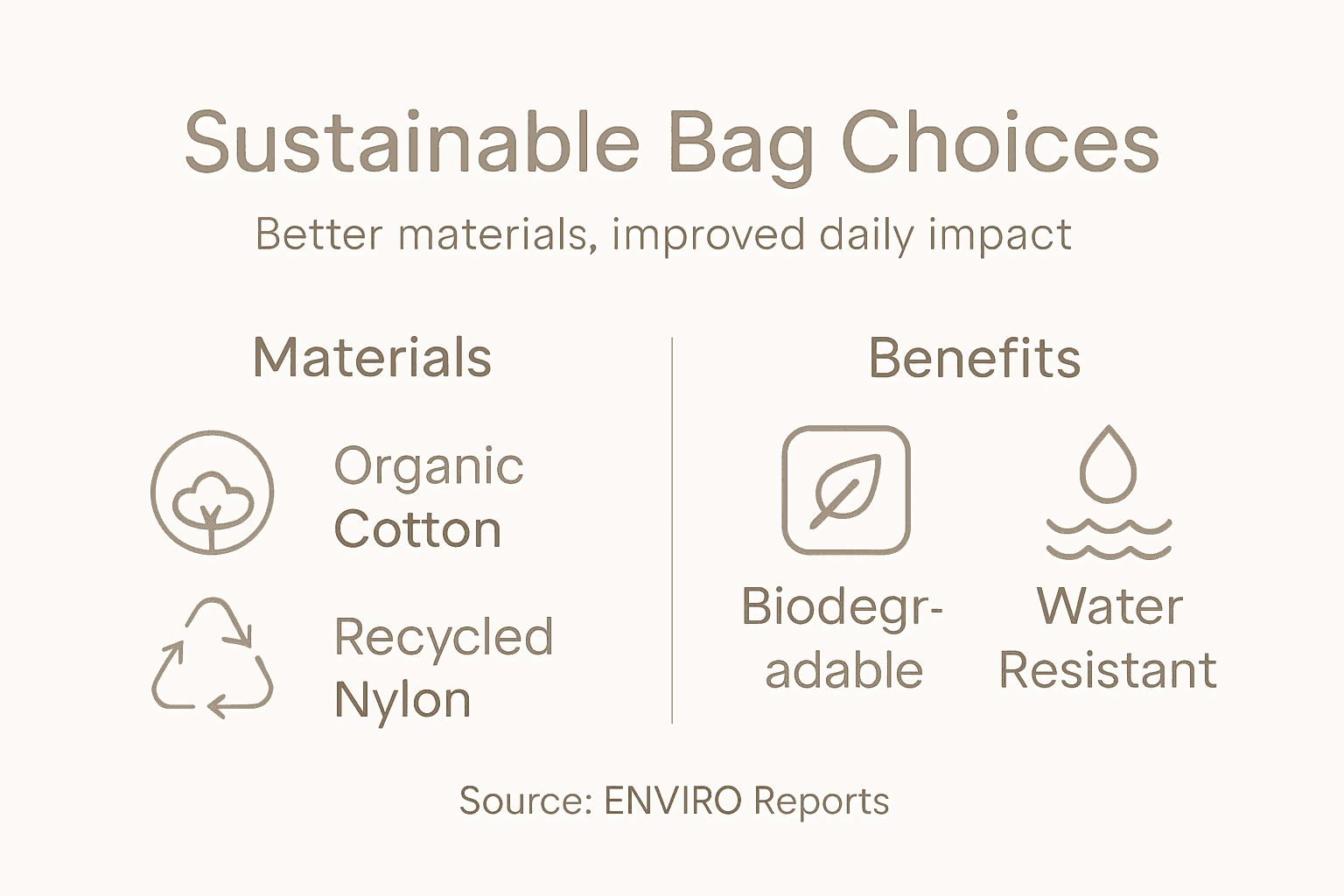 Infographic about sustainable bag materials and benefits